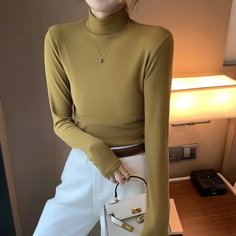 

Women Turtleneck Pullover Sweaters 2023 Autumn Women Bottoming Shirts Slim Long Sleeve Tops Female Winter Sweater