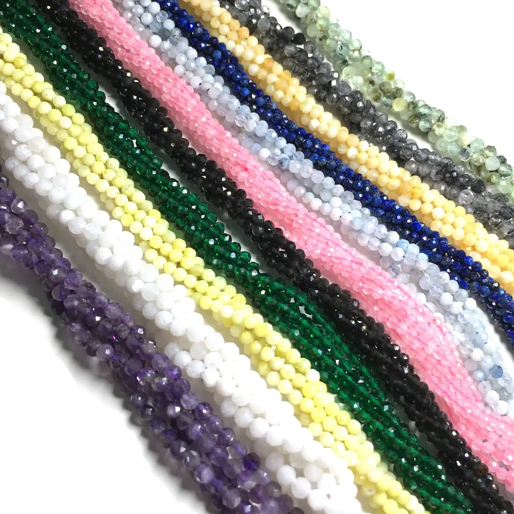 

Natural Stone Beaded Faceted Loose bead crystals small Beads for Jewelry Making DIY Necklace Bracelet Accessories size 2 3mm