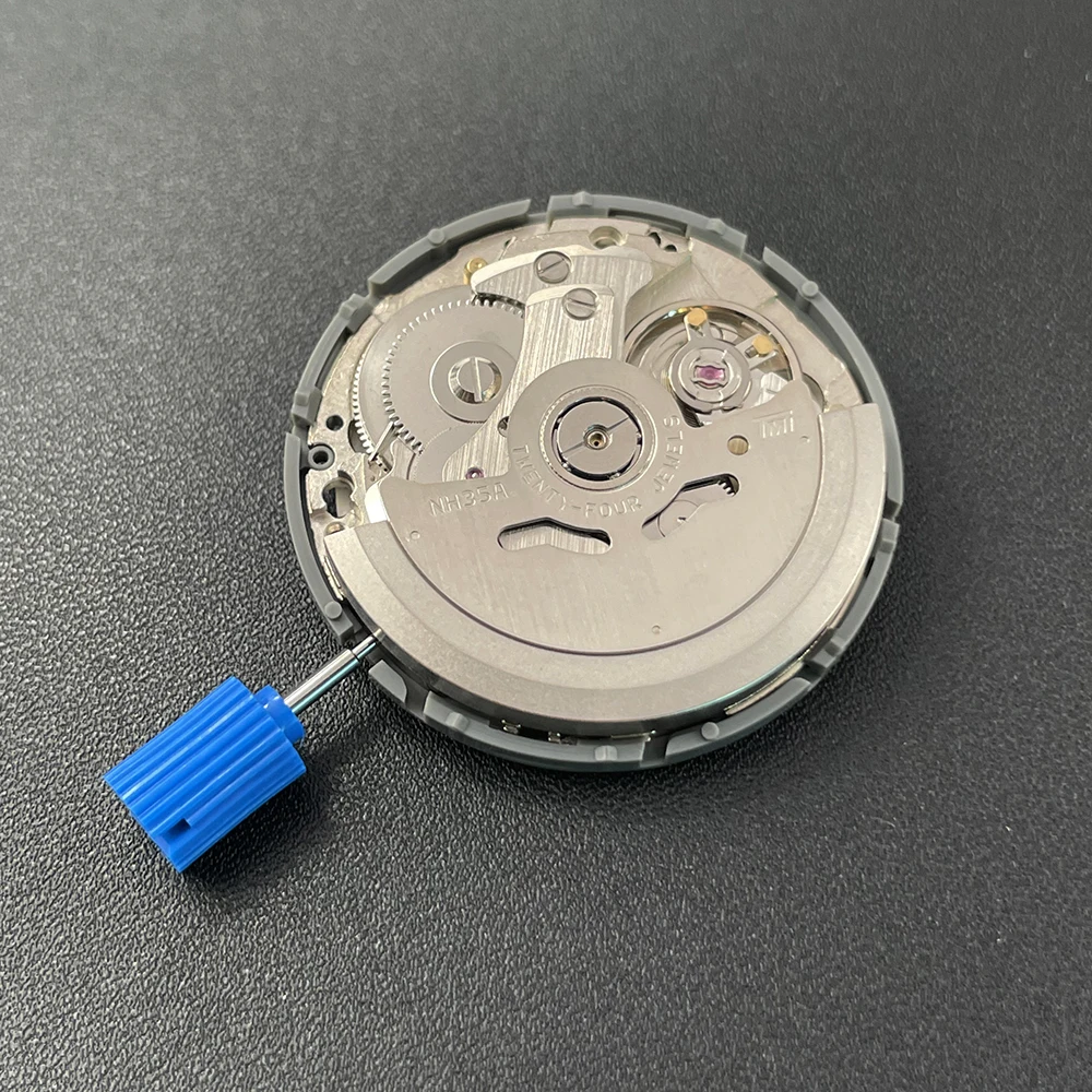 Mechanical Watch Movement Genuine Golden NH35 Movement Modified Black Datewheel with Gold Text 24 Jewels NH35A 4R35B Mod