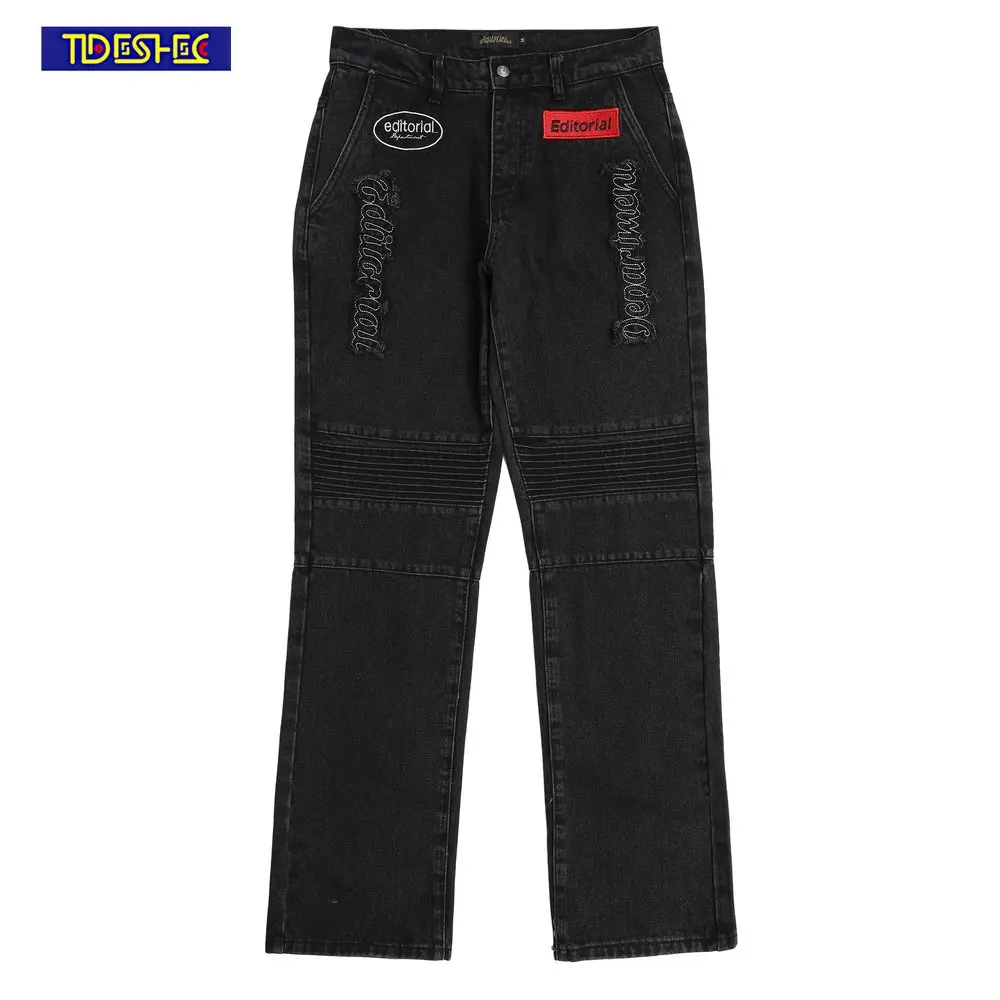 

Oversized Hip Hop Vintage Letter Embroidery Streetwear Straight Baggy Pants Jeans Men Harajuku Trend Trousers Wide Leg Loose