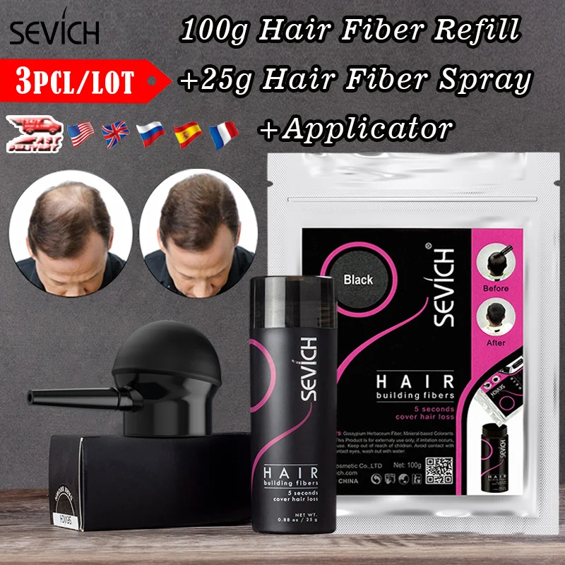 Sevich 3pcs/lot Hair Building Fibers 10 Colors Hair Fiber Refill 100g  Keratin Thickening Hair Fibers Hair Loss Treatment Product| | - AliExpress