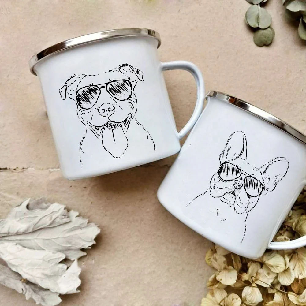 

Геометрические кофейные кружки для собак, эскизные креативные эмалированные чашки для пива, сока, какао, костра, пикника, вина, колы, кружка для воды