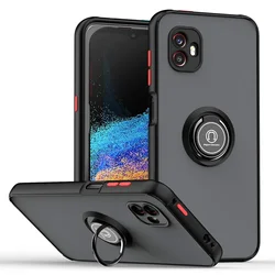 Armor Matte Shockproof Case with Ring Car Magnetic Holder Stand for Xcover 7 (Black Red)