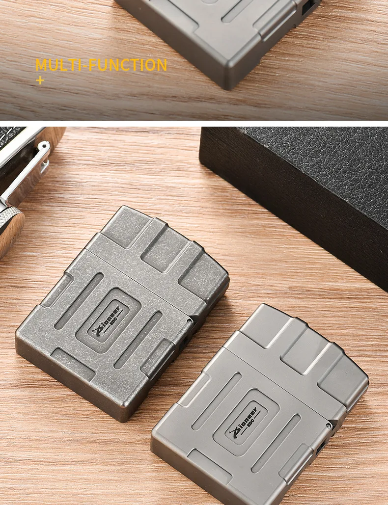 EDC Titanium Lighter Shell Box Large Hinge Thick Case Windproof Gift Hiking and Camping Gear 2 lighter