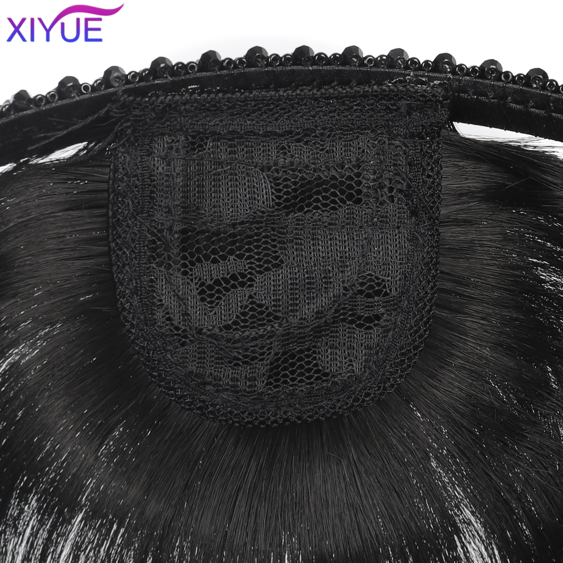 Rhinestone Headband Bangs hairpiece in one piece Synthetic Short Straight Bangs Hair Extension Fake Fringe For Women Hair Access