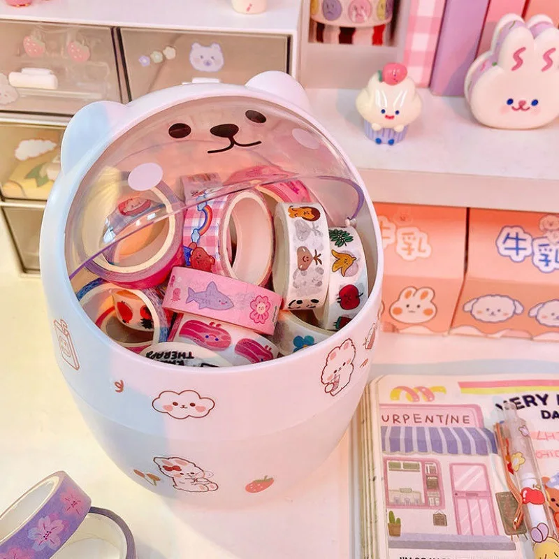 

1 Piece Creative Stationery Storage Box Kawaii Cute Cartoon Makeup Storage Box Student Office Desktop Organizer Student Supply