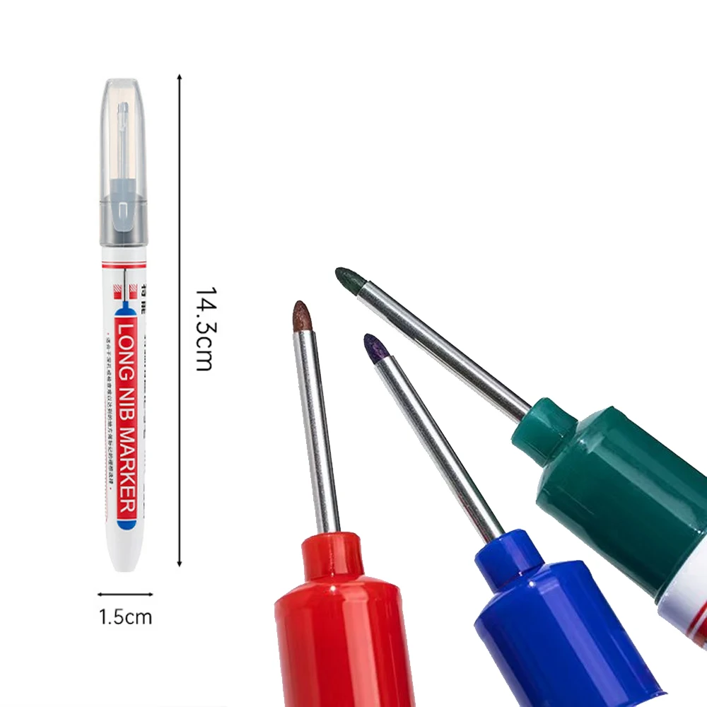 60 Pcs Deep Hole Marker Pens Set - Long Nose Waterproof Mechanical Markers For Woodworking, Metal, Concrete, 5 Colors