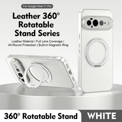 Premium Rotating Magnetic Leather Phone Case with Lens Protection and Shockproof Design for Google Pixel 8 Pro (White)