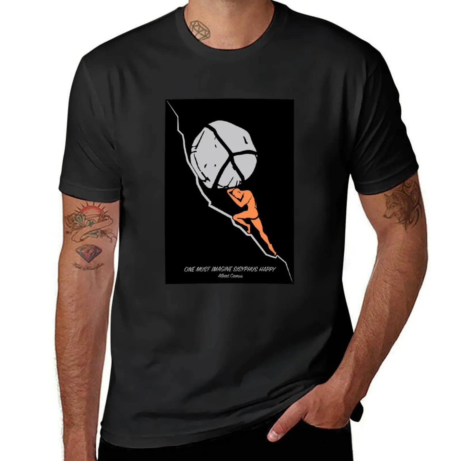 

SISYPHUS HAPPY T-Shirt kawaii clothes vintage mens workout shirts