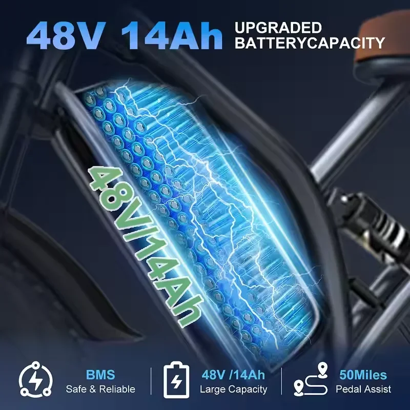 Ebike X50 European stock 1000W motor 48V14AH imported battery 20 inch fat tires mountain off-road city electric bicycle electric bike electric bicycle