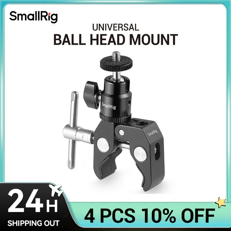 SmallRig DSLR Camera Super Clamp Holder w/ Ball Head Mount Hot Shoe Adapter for Gopro/Camera Light/Monitor Attachment 1124 camera clamp