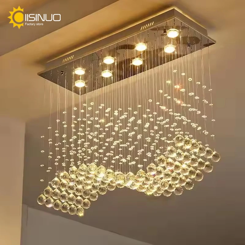 Crystal ball lamp Postmodern light luxury restaurant dining room crystal chandelier bead curtain partition rectangular shop high-end pendant light