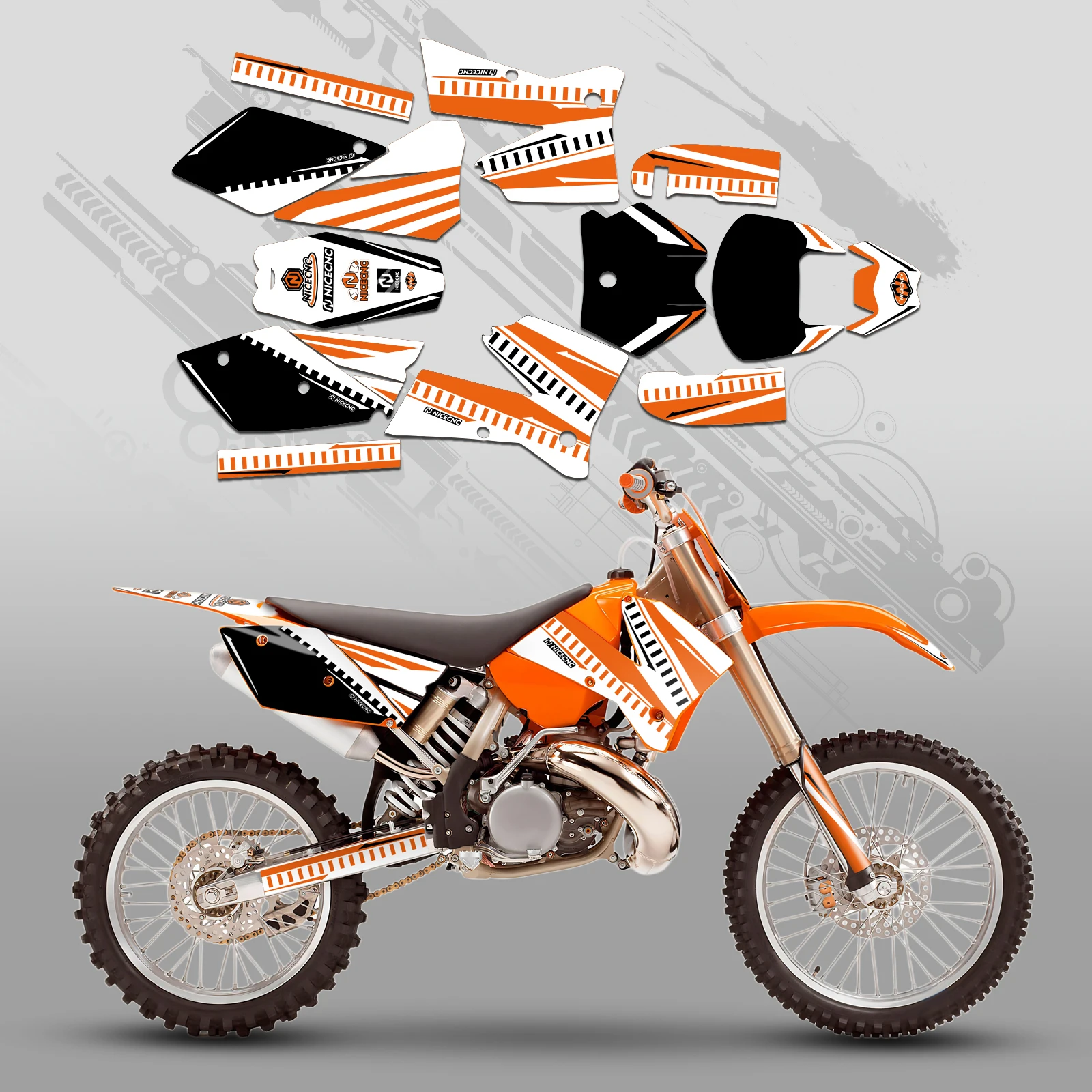 NICECNC Aufkleber für KTM SX 125 SX 250 SX 300 SXF 250 SX-F 350 SXF 450 2005 2006, Motocross-Grafik-Hintergrund-Aufkleber, individuell anpassbar – Detail 8