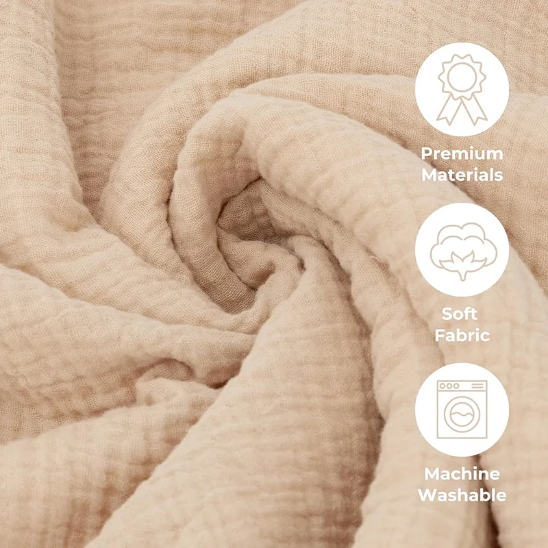 Soft Muslin Cotton Baby Blanket Double Layer Breathable and Lightweight Blanket Cozy Warm for Newborn Baby Boys Girls 3