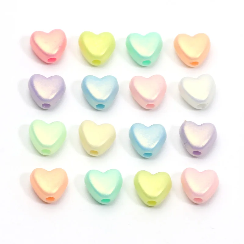 9mm 100pcs Love Heart Beads Macaron Colorful Acrylic Beads For