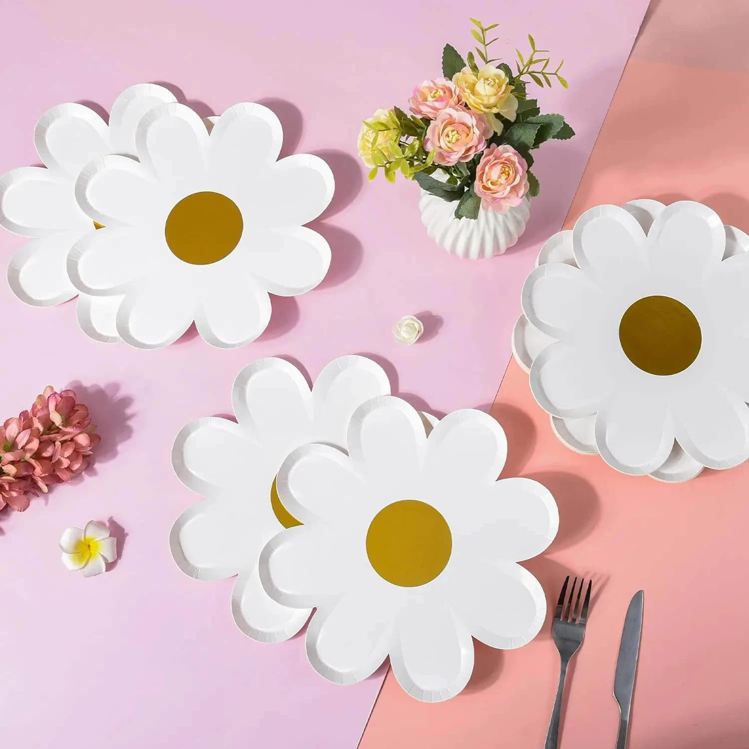 10 pieces of daisy tableware, disposable dinner plate, children's birthday party, Dim sum, outdoor dinner, paper dinner plate