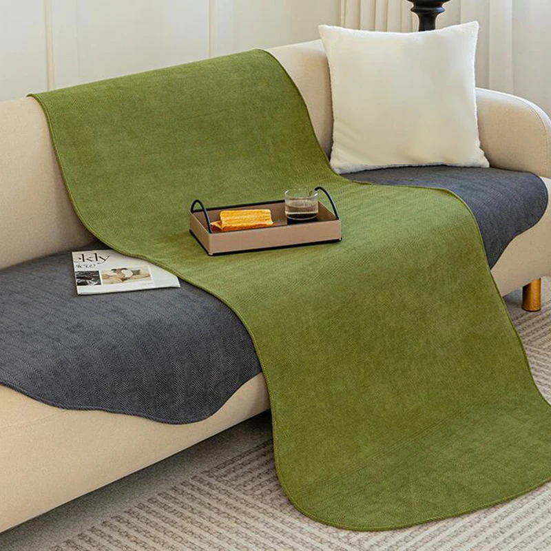 Solid Color Sofa Cover For Living Room Chenille Irregular Shape Sofa Towels Mat Anti-Slip Couch Slipcovers Area Rug Home Decor