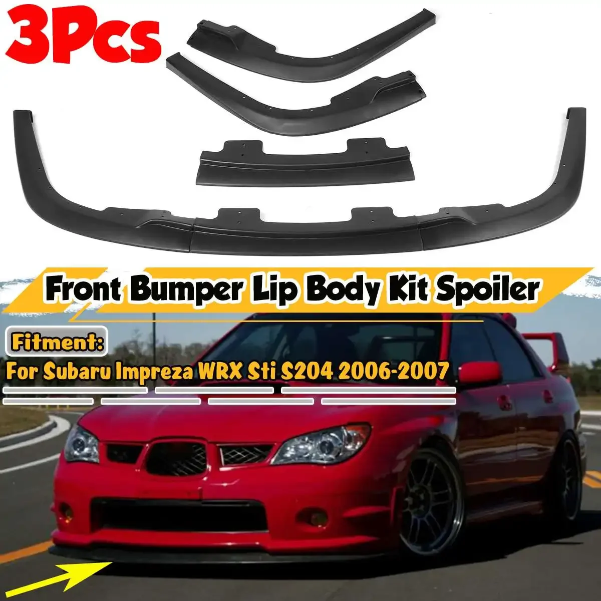 Di Alta Qualità 3X Auto Paraurti Anteriore Labbro Deflettore Lip Splitter Spoiler Diffusore Body Kit Per Subaru Impreza Wrx Sti S204 2006-2007