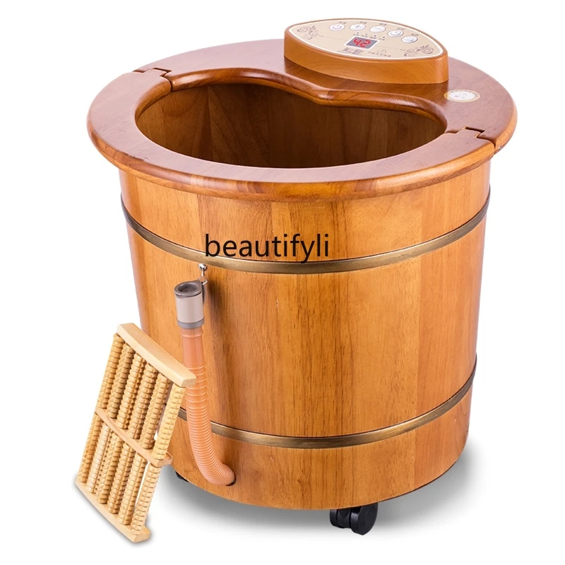 

Foot Bath Barrel Feet-Washing Basin Electric Massage Foot Tub Automatic Heating Constant Temperature Wooden Barrel