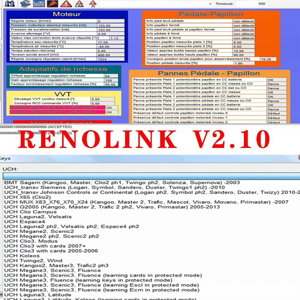 Per Il Software Renault Renolink V2.10 Car Obd2 Air-Bag Reset Conector License Attiva Eps Immo Per Dacia Pk Renolink V2.06 1.99