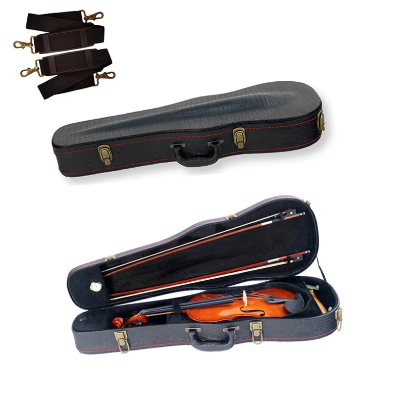 

Fastshipping 4/4 Violin case Violin Wooden Box Triangle Hard Box Storage Box With Hygrometer Violin Accessary Fiddle Case