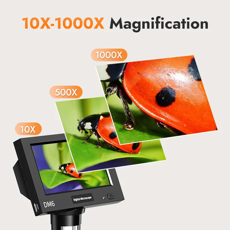 4.3inch LCD Digital Microscope 1000X Video Microscope for Adult with 8LEDs Soldering Microscope for Repair，pcb，plants Microscope 3