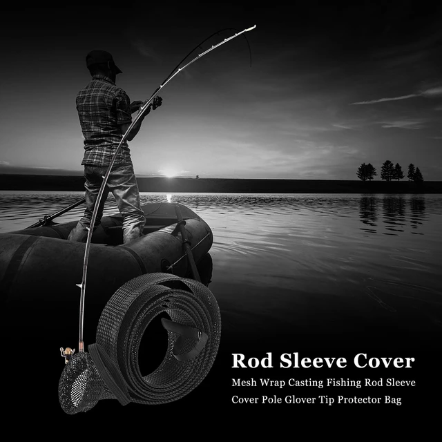 190cm Fishing Pole Sock Protector 35mm Width Fishing Spinning Rod Socks  Anti-slip Sheath Expanable Braided Mesh Accessories