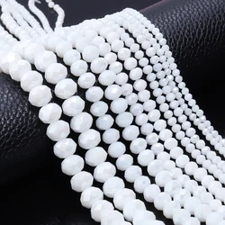 Sparkling Crystal Faceted Rondelle Beads for DIY Crafts and Handmade Accessories (AB White)
