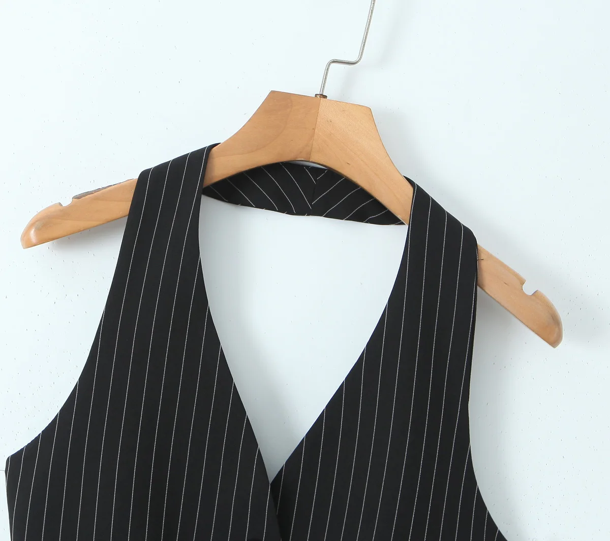 Spring Black Striped Oversized Blazer Women Loose Notched Full Sleeve Suits High Waist Long Flare Pants Halter Tank Tops