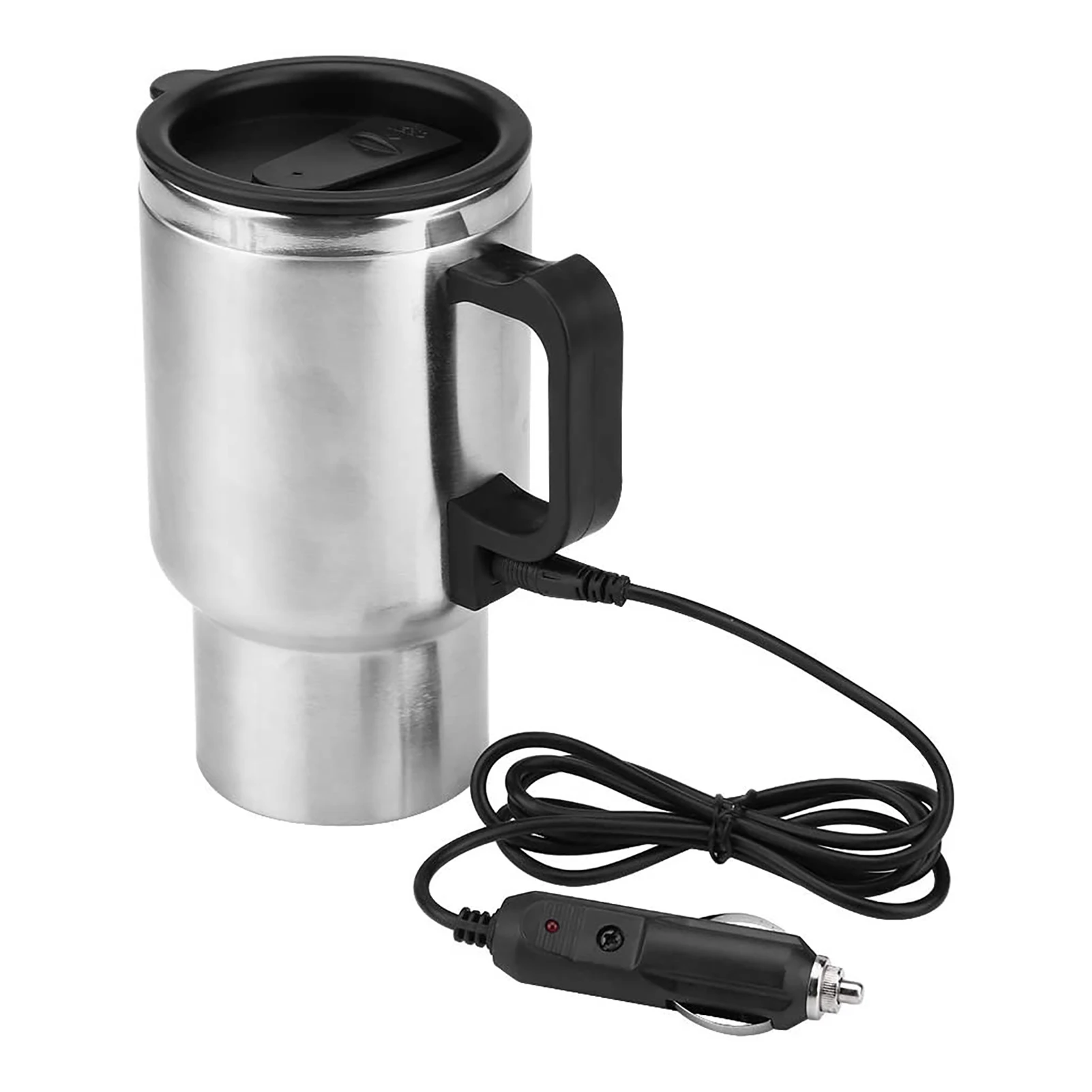 12 V 500ml Steel Car Electric Heating Cup Car Auto Adapter Thermos Heated  Kettle Mug Travel Essential Accessories for Camping - AliExpress