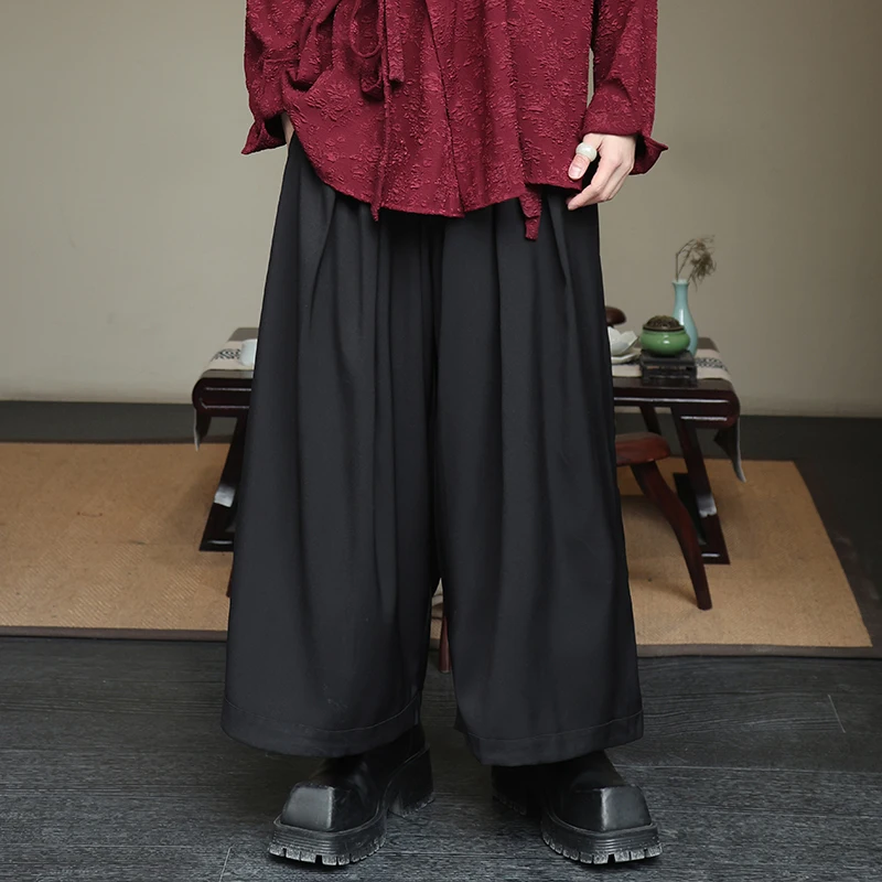 

Men Japanese Streetwear Dark Black Fashion Loose Casual Wide Leg Skirt Pants Women Harem Trousers Unisex Plus Size Pants