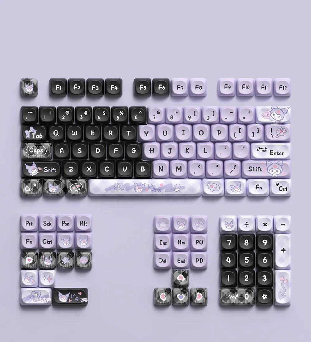 Kuromi Keycap, Sublimação de Cinco Lados, MA Switch, Gamer, 120 Chaves