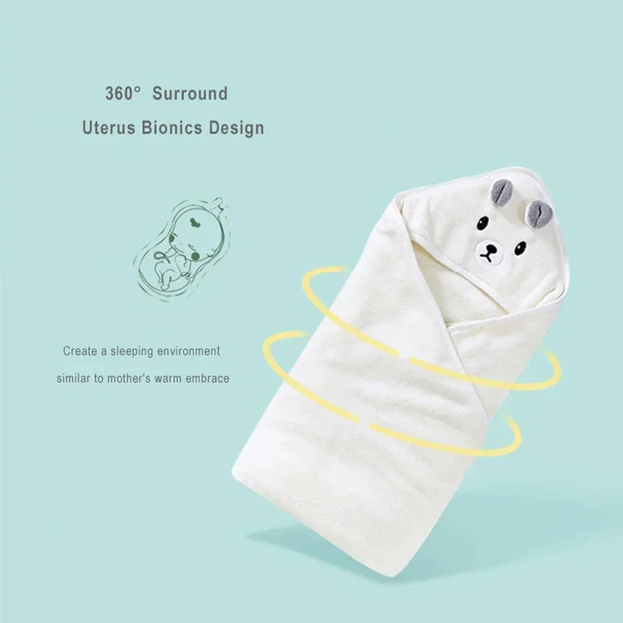 Baby Bathrobe Infant Bath Towel Boy Girl Blankets Swaddle with Hood Cartoon Coral Fleece Towel Blanket Newborn Kids Bedding - 4