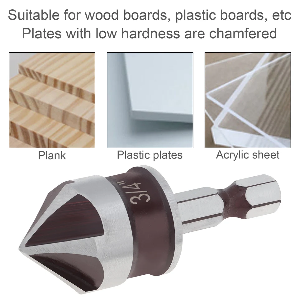 카운터싱크 드릴 비트 세트, 82 도 카운터싱크 비트, 1/4 인치 육각 생크 카운터 싱크 드릴 비트 세트, 목공 도구, 5 개