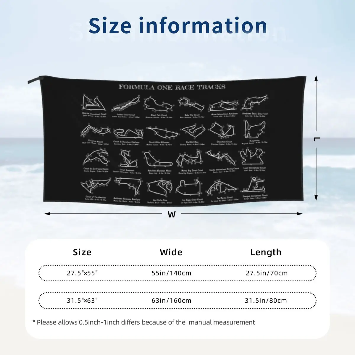 F1 Race Tracks Beach Towel Soft Microfiber Quick Dry Absorbent Quick Towels For Pool 2