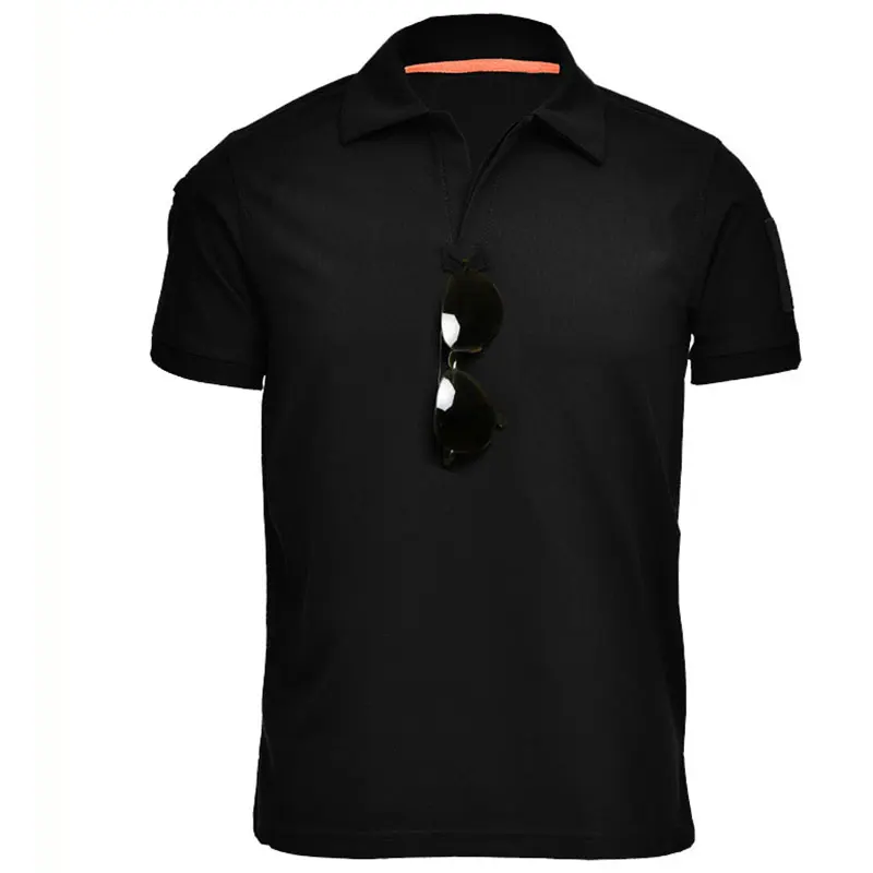 Sport T Shirt Tactical T-Shirt Lapel Loose Summer T-Shirt Quick Drying Short Sleeves Men Elastic Summer Outdoor Camping Hiking
