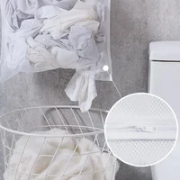 Dirty Clothes Storage Bag Basket Frame Bucket Foldable Mesh Laundry Bathroom Wall Hanging Household Clothing Organizer with Hook 5