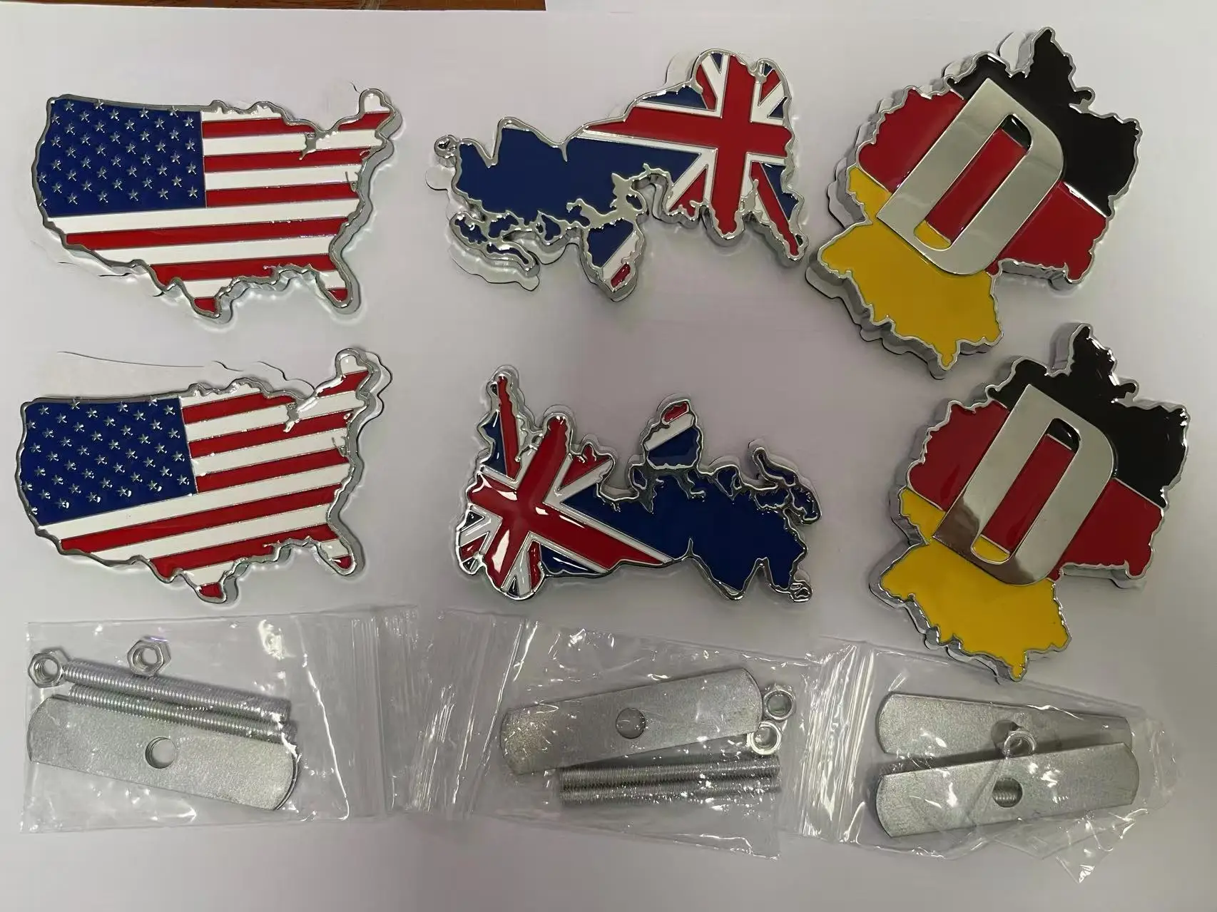 England Germany USA map flag metal Car Emblem Badge Grille or Sticker for USA England Germany Franch Korea Japanese Russian cars 1