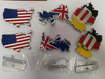 England Germany USA map flag metal Car Emblem Badge Grille or Sticker for USA England Germany Franch Korea Japanese Russian cars 1