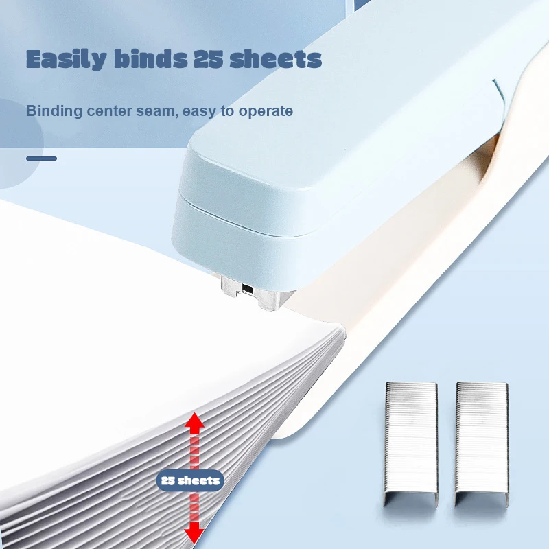 360° Rotatable Heavy Duty Stapler Green/Blue/Pink for Students Home Office Use 24/6 26/6 Desktop Staplers Paper Binding Tools - 3