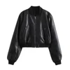 UNIZERA2023 Autumn and Winter New Women's Fashion Versatile Short Motorcycle Faux Leather Pilot Jacket Coat Leather Coat 1