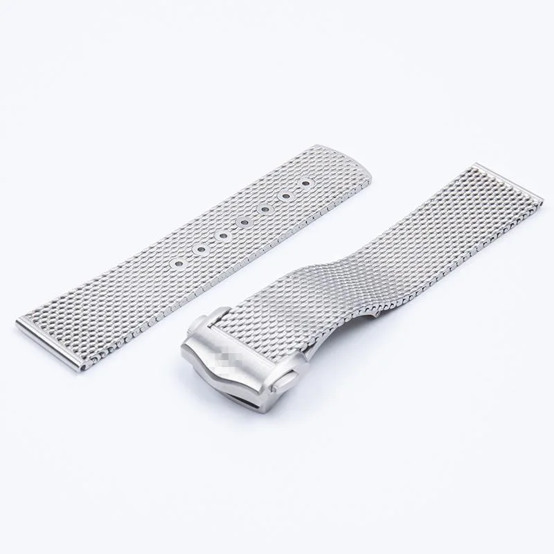 

Mesh Milanese Replacement Watch Bracelet for Omega Seamaster 007 Watch Metal Stainless Steel With Butterfly Folding Clasp 20mm
