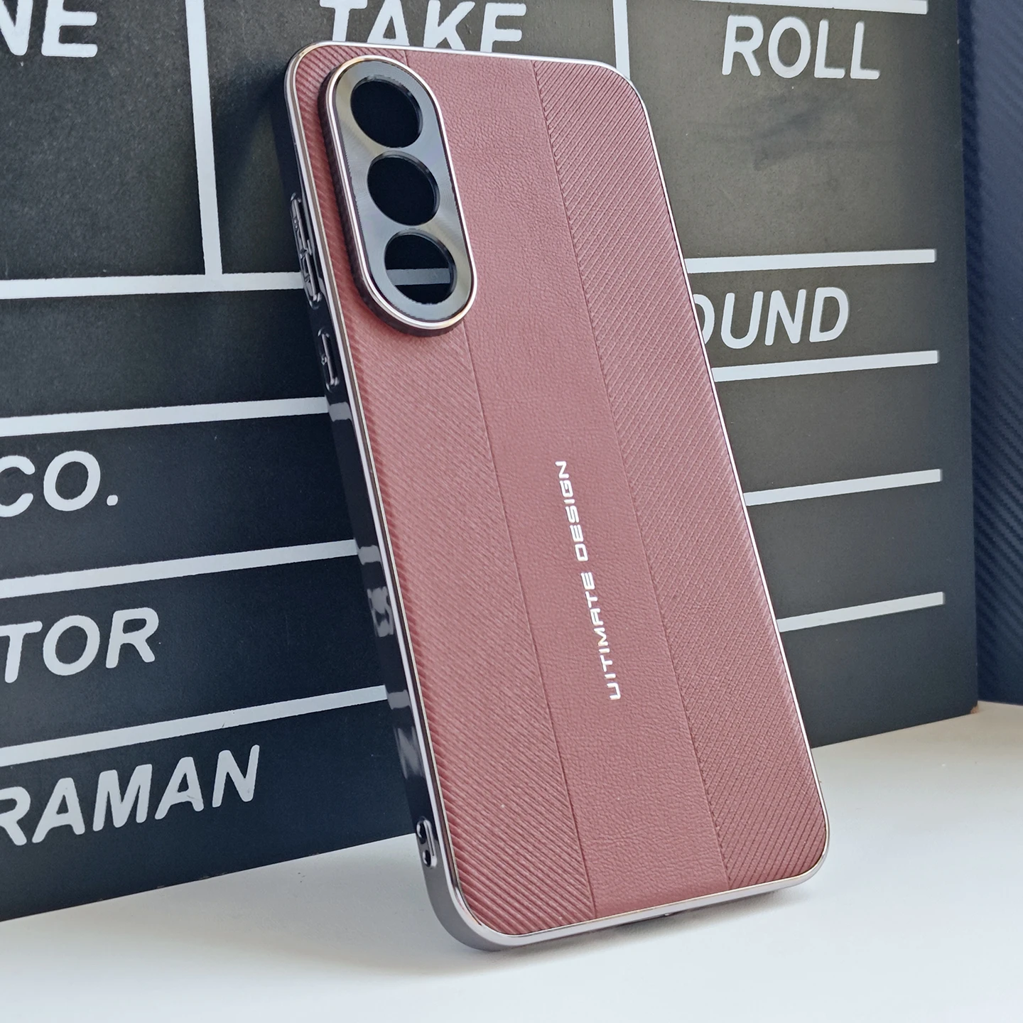 Luxury Plating Hard PU Leather Protective Back Cover Case
