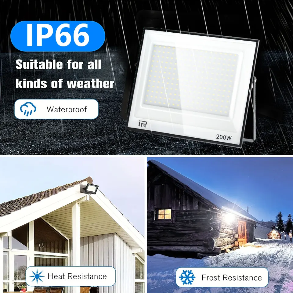 LED Flood Light led flood light AC220V 20W 30W 50W 70W 100W 150W 200W 300W IP66 Waterproof Outdoor Projector For Garden Street Garage Lighting