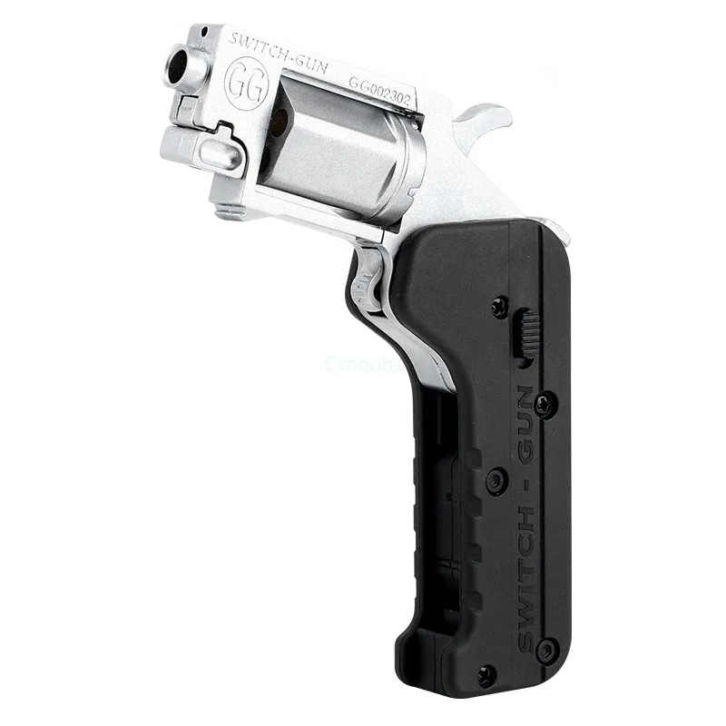 Alloy Lifecard Revolver Switch Toy Gun Pistol Foldable Soft Bullet Shell Ejection Launcher for Boys Gifts Toys