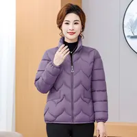 Slimming Thickened Short Cotton Jacket Lightweight Fashionable Warm Women's Polyester Filled Stand Collar Zipper Closure Coat