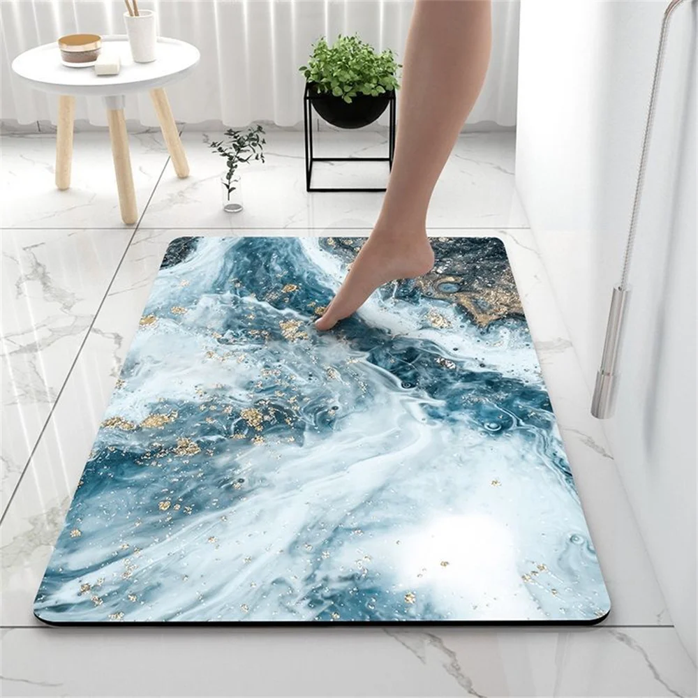 

Super Absorbent Bathroom Rugs Soft Diatomaceous Earth Bath Shower Mat Quick Drying Toilet Door Foot Floor Mats Non-slip Rug