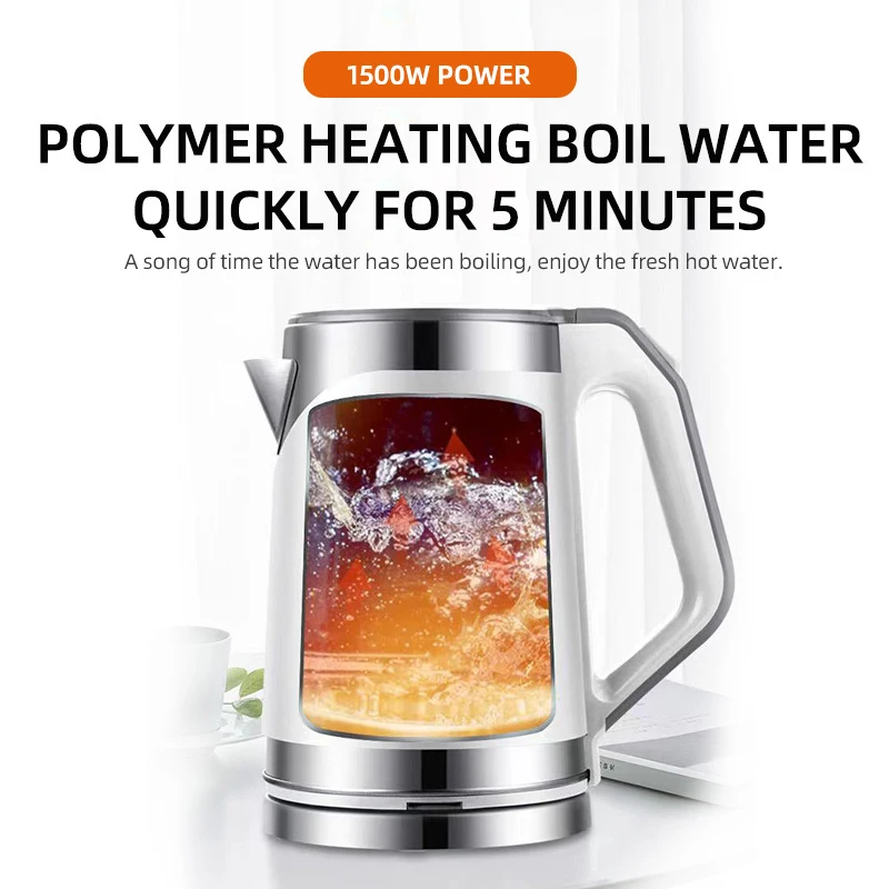 Household 2L Large Capacity Electric Kettle 304 Stainless Steel Double Layer Protection Quick Boiling Water Kettle 3