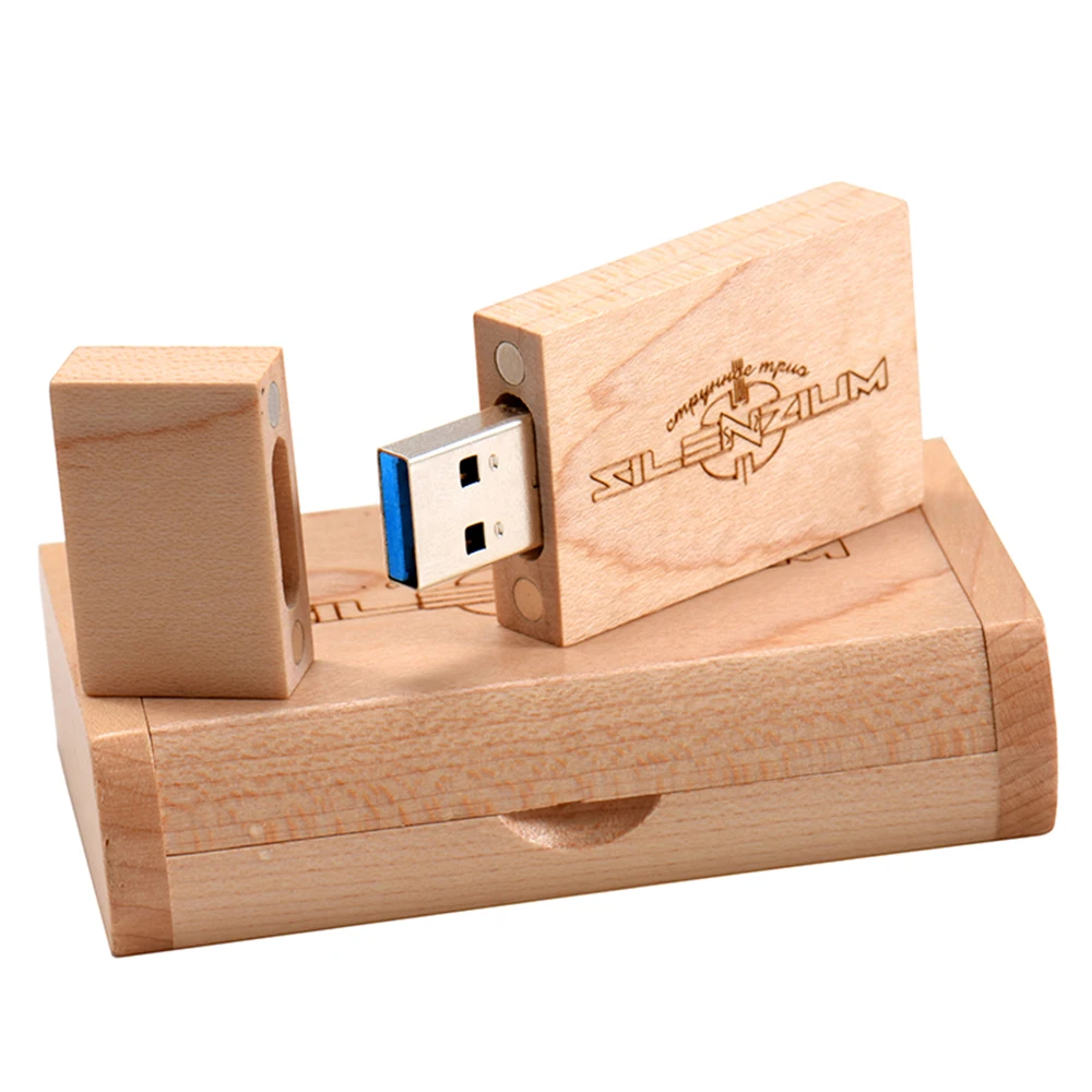 JASTER 무료 맞춤형 USB 3.0 플래시 드라이브 128GB 비즈니스 펜드라이브 메모리 스틱 64GB 나무 상자 펜 드라이브 32GB