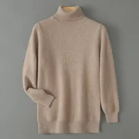 Men's Turtleneck 100 Mink Cashmere Sweater Men 2024 Autumn and Winter Large Size Loose Knitted Sweater Thick Warm Top Men Jumper 2